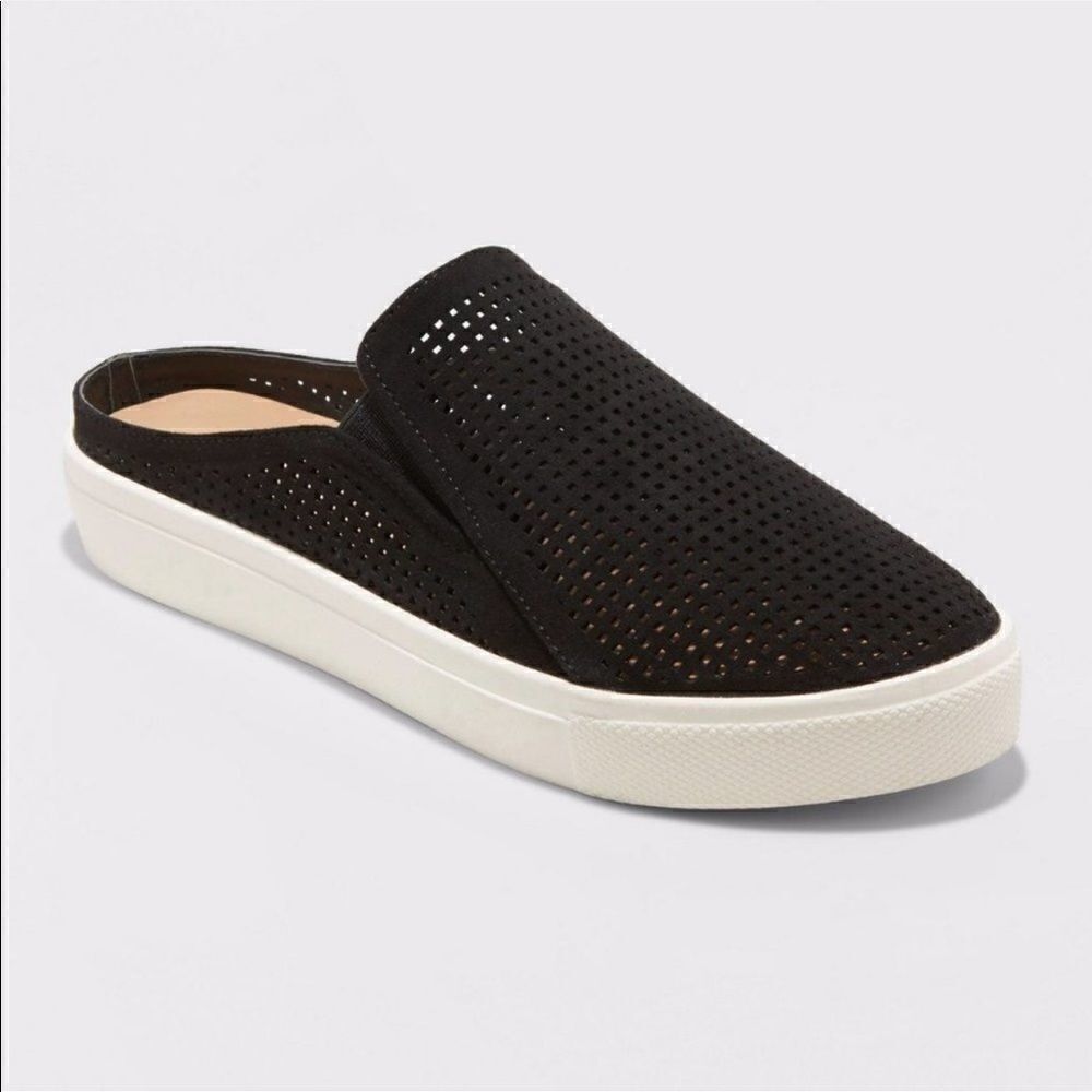 Universal Thread Slide Sneakers Black Perforated - Picture 1 of 7